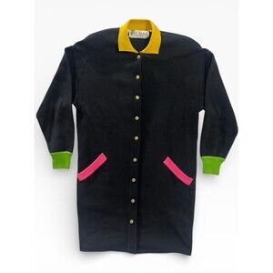 Vintage Bill Blass Colorblock Sweater Dress Size L 80s Retro 100% Cotton USA VTG